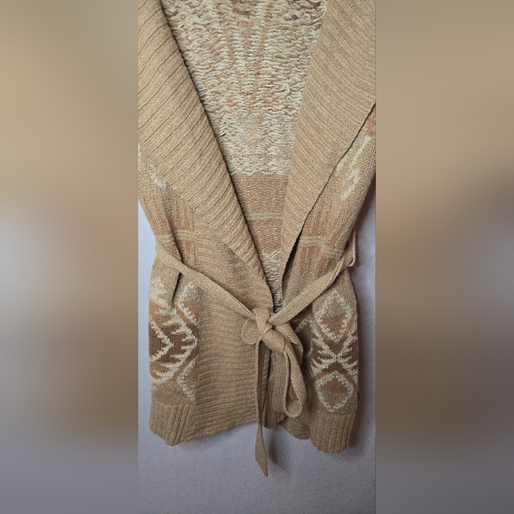 Lauren Ralph Lauren Women's Medium Silk Linen Knit Long Aztec Tie Sweater Vest - Picture 5 of 5